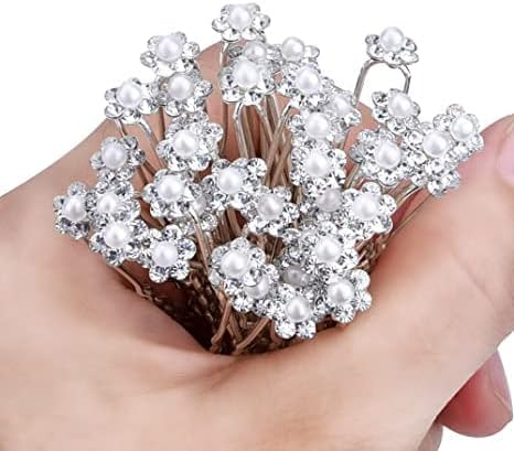 Set ace pentru par cu perle si cristale, model floral, pentru coafuri mireasa, 20buc [3]