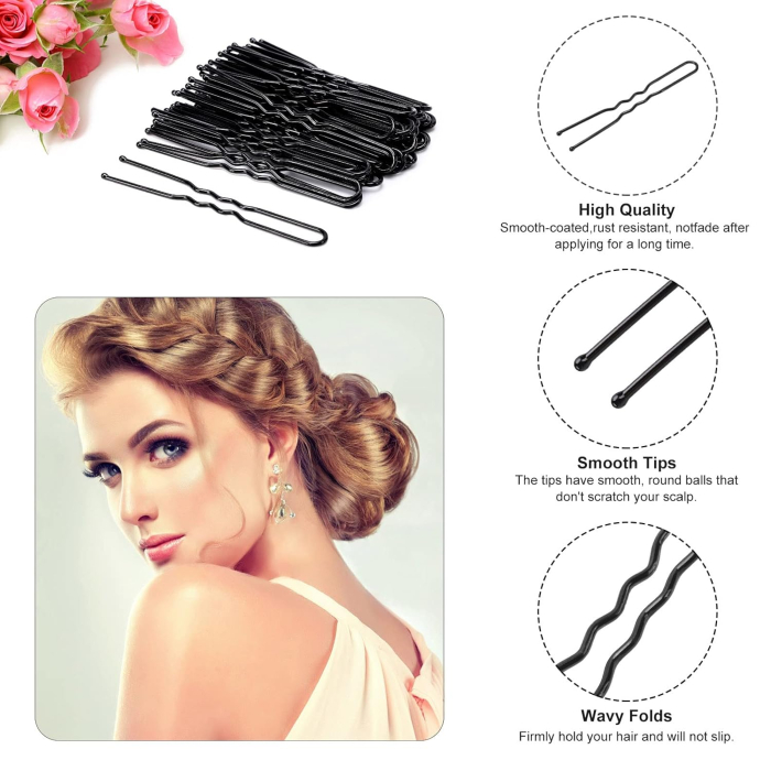 Set agrafe de păr profesionale negre – 500 g, mărimea 6, ondulate, pentru coafor [6]