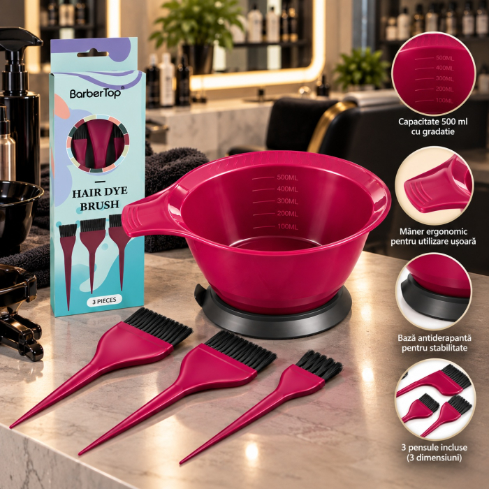 Set Bol cu 3 pensule pentru Vopsea de Păr 500 ml Profesional [7]