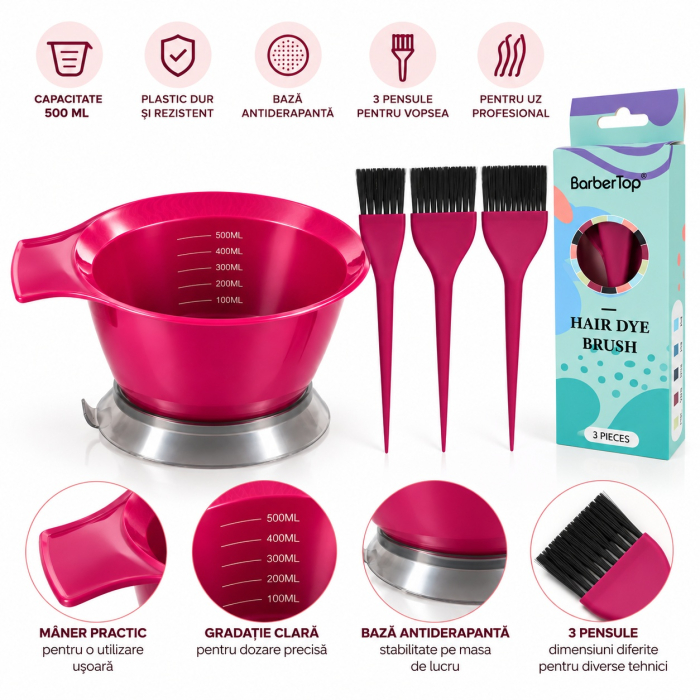 Set Bol cu 3 pensule pentru Vopsea de Păr 500 ml Profesional [10]