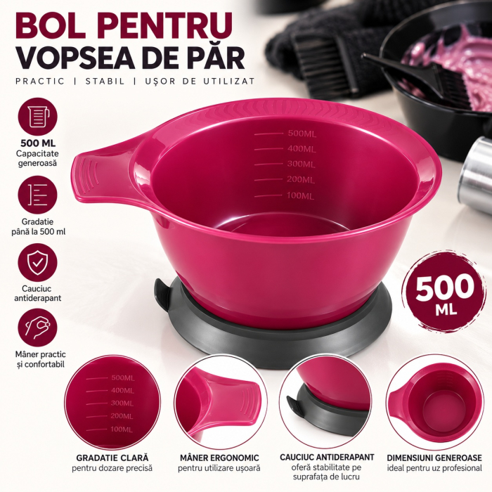 Set bol vopsit parul 500 ml cu pensula 8 in 1, capete interschimbabile [2]