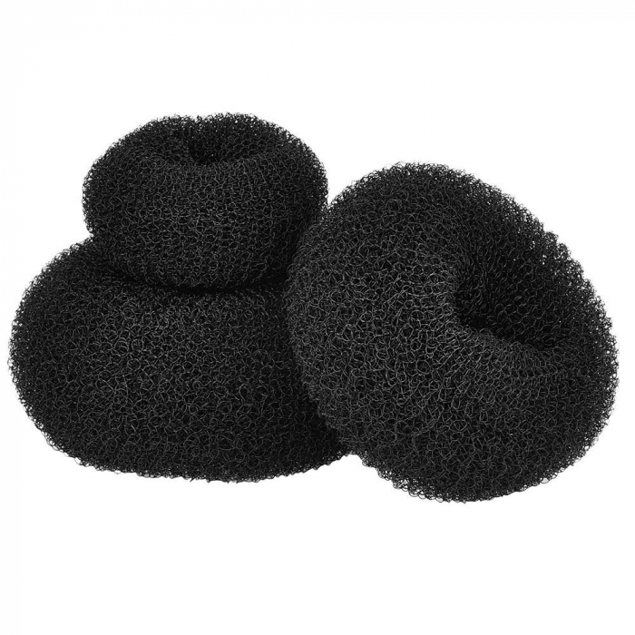 Set burete pentru coc, 7 bureti coc negru, 5 elestice pentru par, 60 ace coc [3]