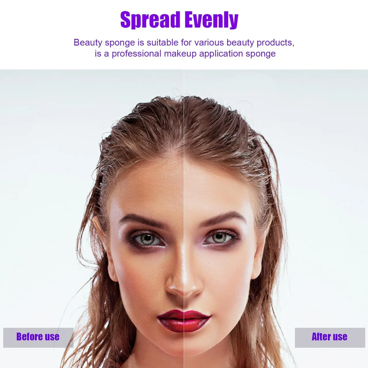 Set bureti cosmetici tip beauty blender · 4 bucati · mov · cutie de depozitare [6]