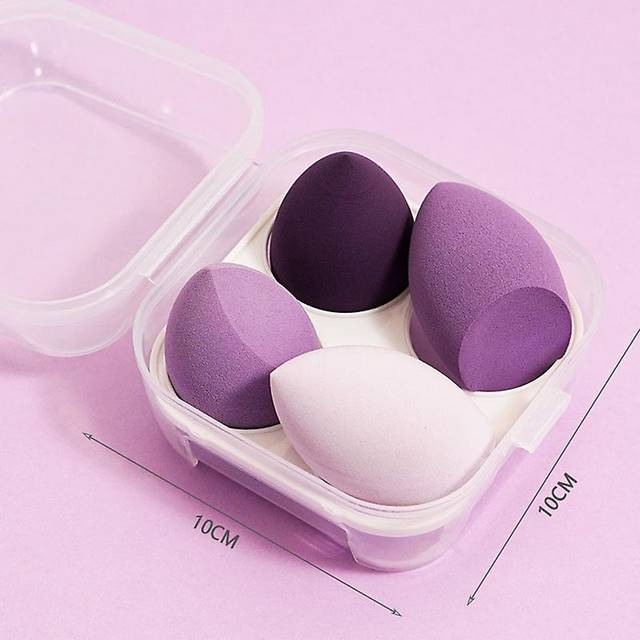Set bureti cosmetici tip beauty blender · 4 bucati · mov · cutie de depozitare [2]