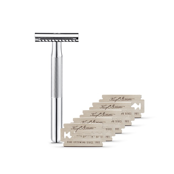 Set Cadou pentru stilizare King C. Gillette: Aparat de ras cu margine dubla + 5 Lame de rezerva + Gel de ras transparent, 150 ml [3]