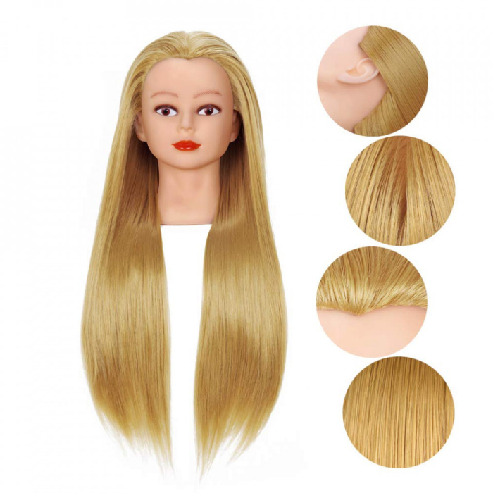 Set cap practica manechin Laura cu extensii colorate pentru exersat coafuri impletituri salon frizerie [8]