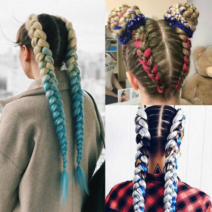 Set cap practica manechin Laura cu extensii colorate pentru exersat coafuri impletituri salon frizerie [7]