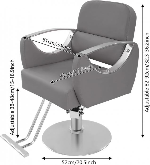 Set complet mobilier coafor cu scafa, scaun frizerie, oglinda LED, Gri cu Argintiu [7]