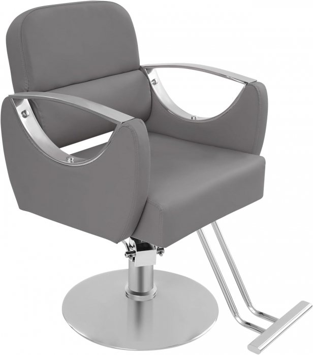 Set complet mobilier coafor cu scafa, scaun frizerie, oglinda LED, Gri cu Argintiu [8]