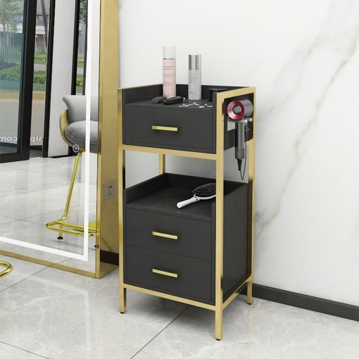 Set complet mobilier coafor cu scaun verde cu auriu și scafă profesională [11]