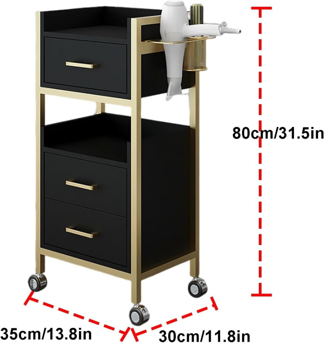 Set complet mobilier coafor cu scaun verde cu auriu și scafă profesională [8]