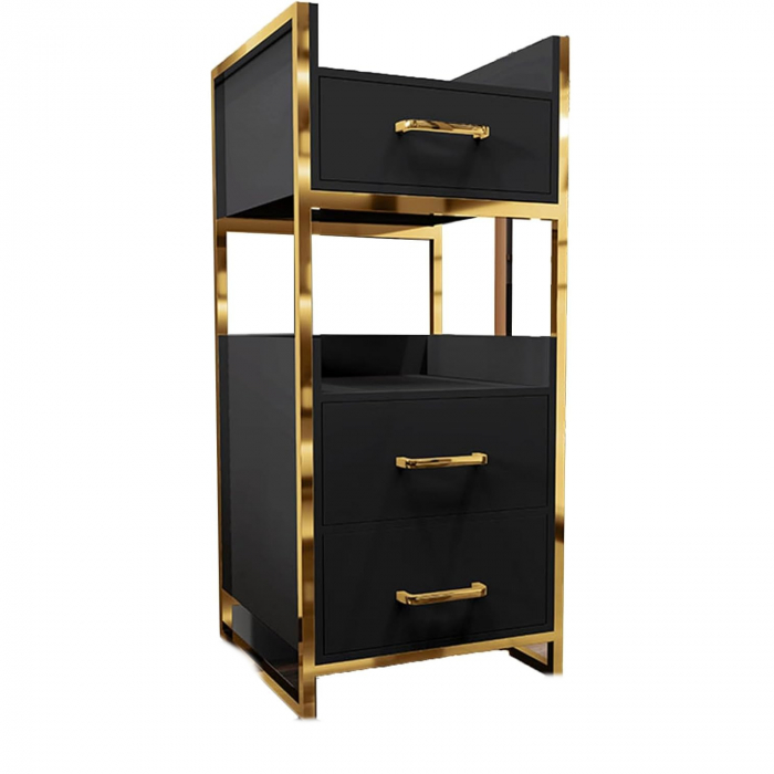 Set complet mobilier coafor cu scaun verde cu auriu și scafă profesională [9]