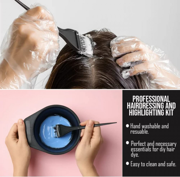 Set complet pentru vopsit parul cu bol, pensula si protectii urechi si casca suvite SCV14 [5]