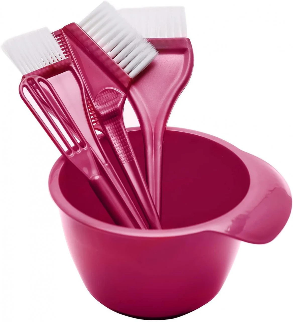 Set complet vopsit parul · bol cu 4 pensule pentru vopsea de par · Roz [4]