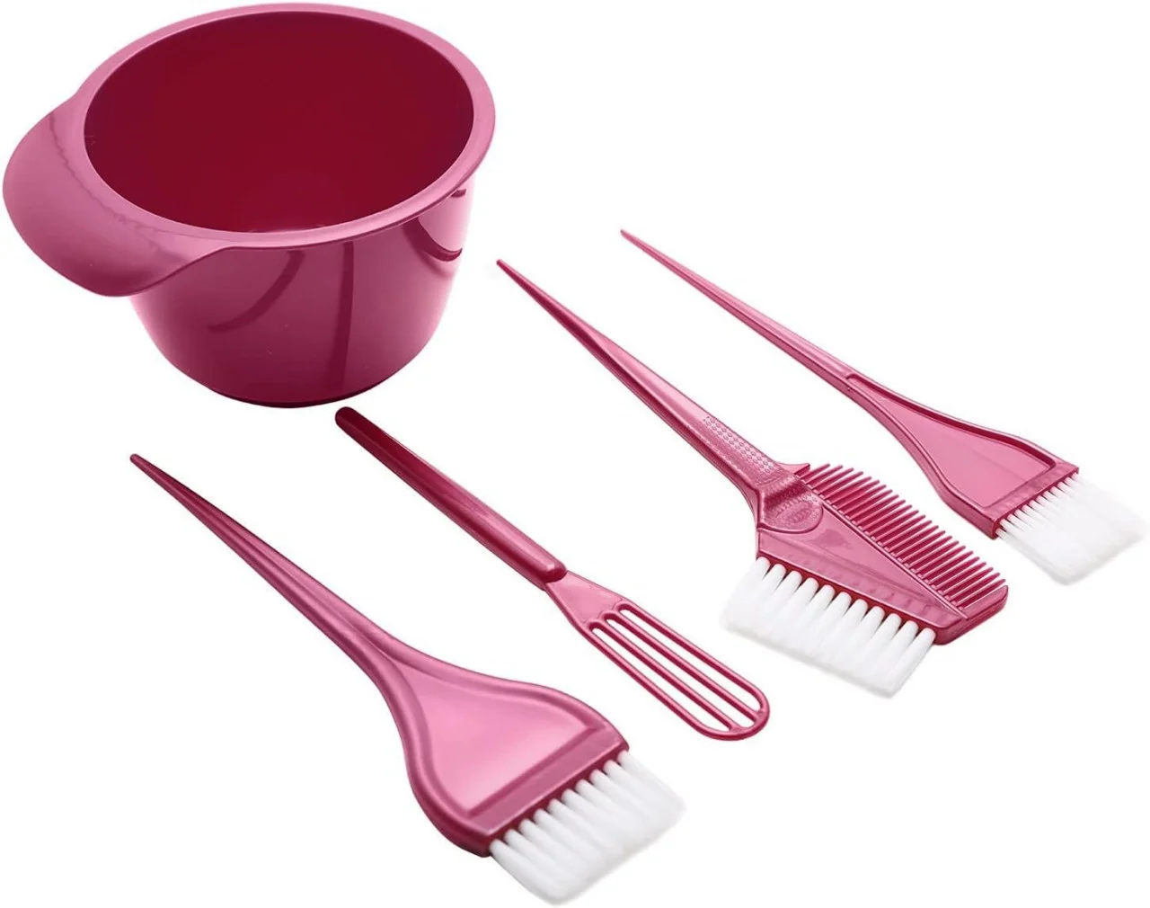 Set complet vopsit parul · bol cu 4 pensule pentru vopsea de par · Roz [3]