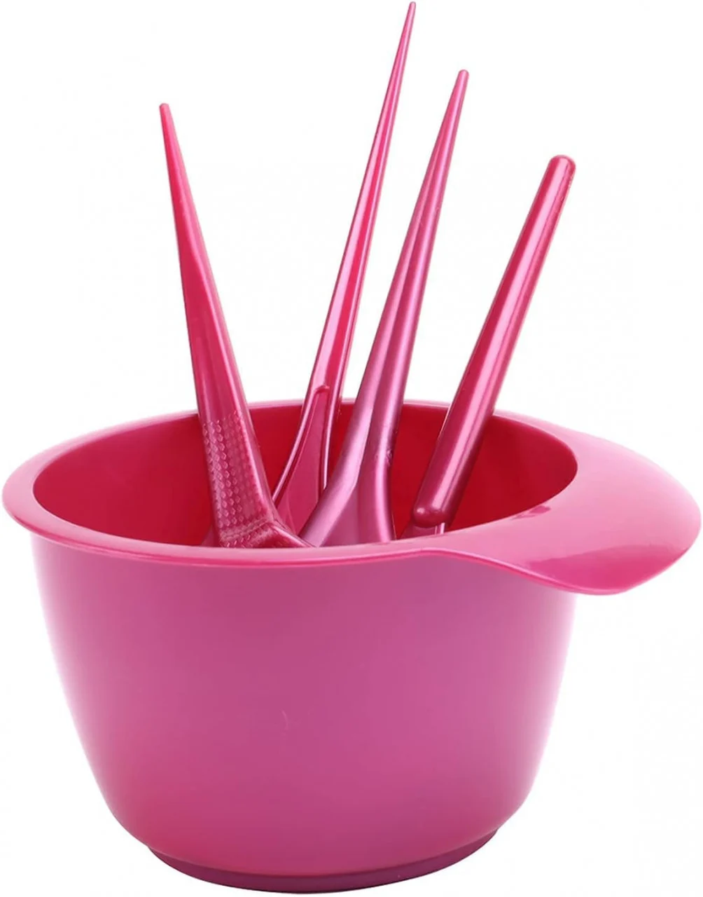 Set complet vopsit parul · bol cu 4 pensule pentru vopsea de par · Roz [2]