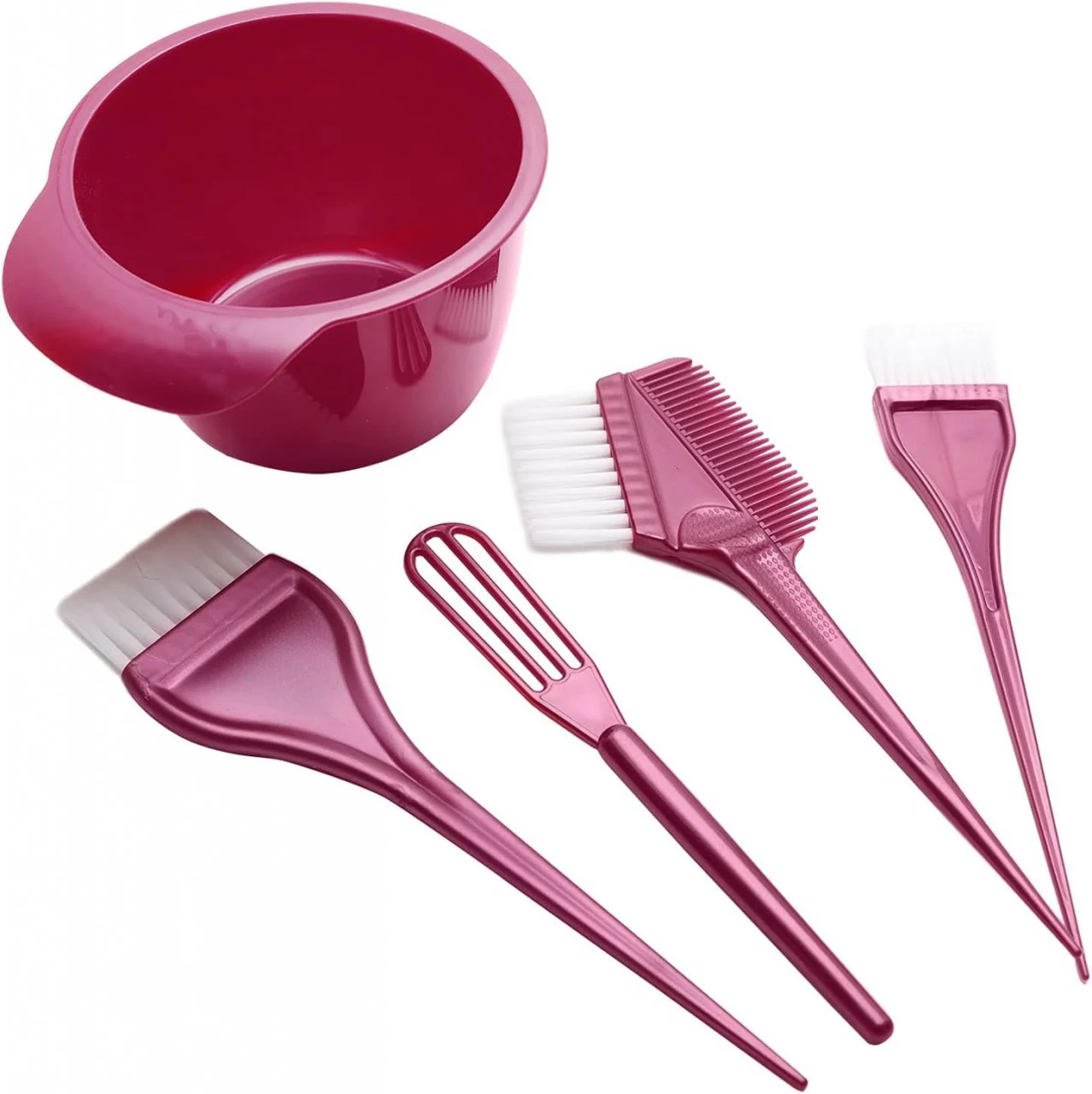 Set complet vopsit parul · bol cu 4 pensule pentru vopsea de par · Roz [8]