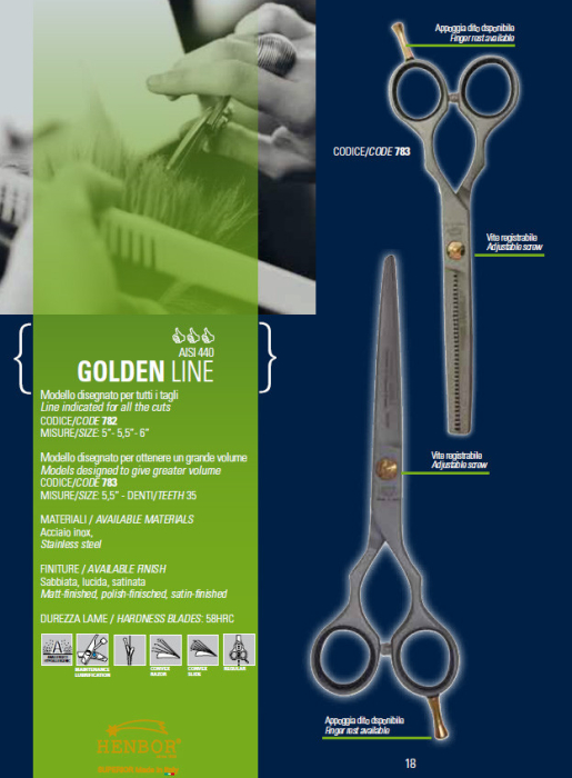 Set Foarfeca de tuns si filat 6" Henbor ITALIA Golden Line pentru frizerie coafor salon [6]