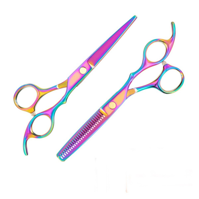 Set foarfeca de tuns si filat cameleon marime 6 si pieptan carbon pentru frizerie salon Arcada [5]