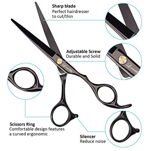 Set foarfeca de tuns si filat negru Baroc marime 6" si pieptan carbon clame pentru frizerie salon [3]