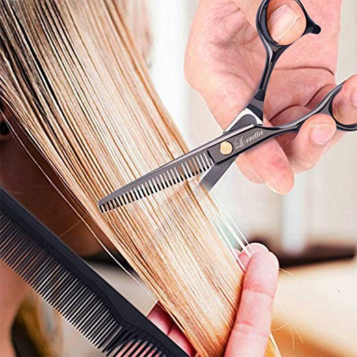 Set foarfeca de tuns si filat negru Baroc marime 6" si pieptan carbon clame pentru frizerie salon [5]