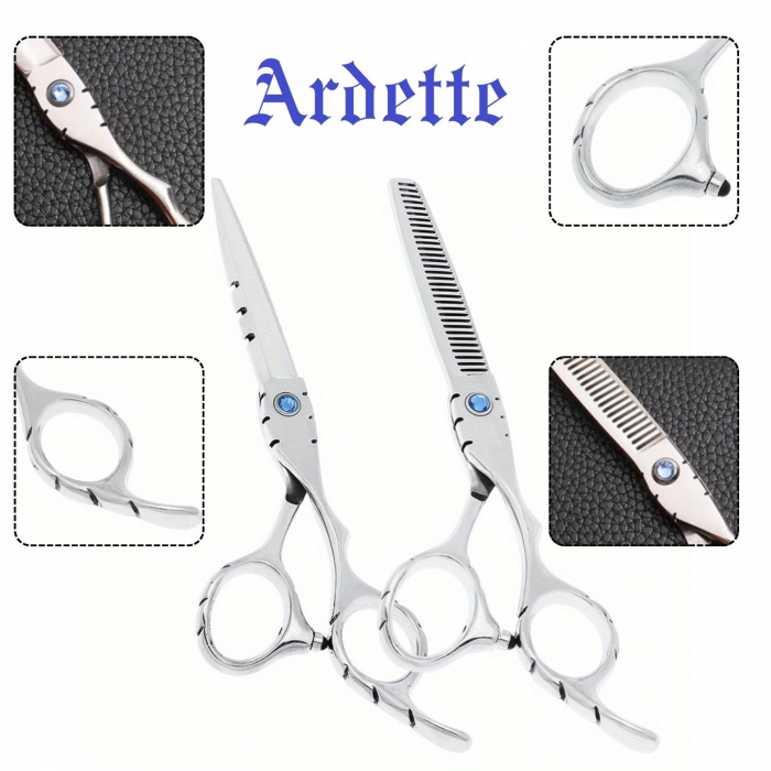 Set foarfeca tuns si foarfeca filat · Serenity Cut · clipsuri metalice · pieptan carbon · husa depozitare · cheita reglare tensiune. [2]