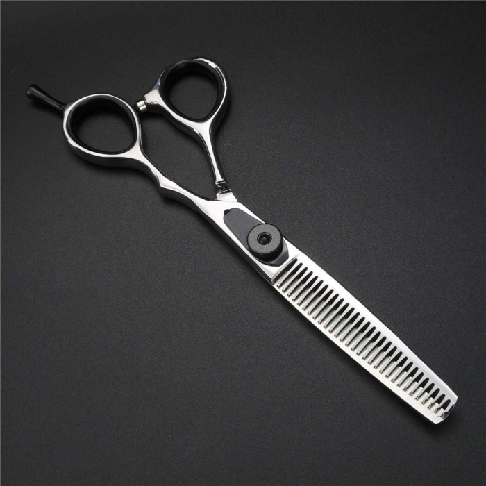 Set foarfeca tuns si foarfeca filat · Sword Cut · 10 piese ·  clipsuri metalice · pieptan carbon · husa depozitare · pelerina tuns · pamatuf frizerie · brici pentru filat parul. [7]