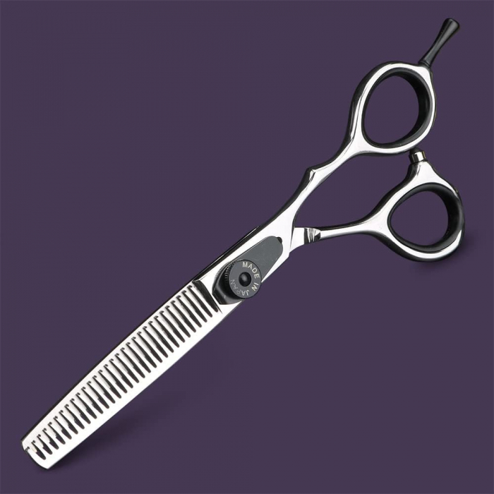 Set foarfeca tuns si foarfeca filat · Sword Cut · 10 piese ·  clipsuri metalice · pieptan carbon · husa depozitare · pelerina tuns · pamatuf frizerie · brici pentru filat parul. [8]