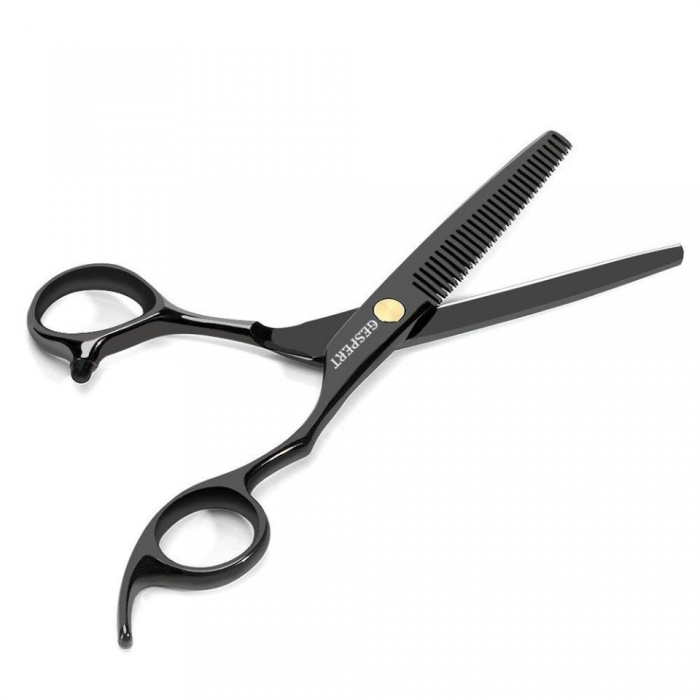 Set foarfece de tuns si filat Nirvana 6" negru cu geanta depozitare, pelerina pentru frizerie coafor salon [4]