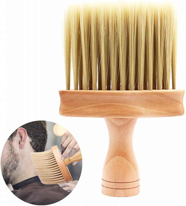 Set frizerie coafor AdrianoL cu pelerina manta si pamatuf maner Lemn [7]