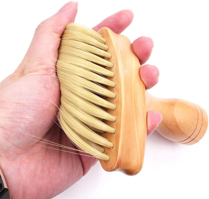 Set frizerie coafor AdrianoL cu pelerina manta si pamatuf maner Lemn [6]