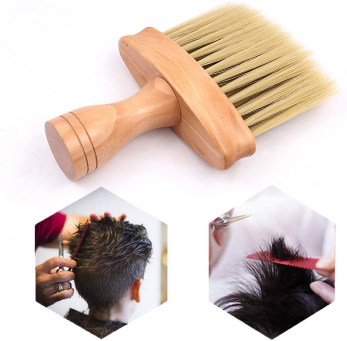 Set frizerie coafor AdrianoL cu pelerina manta si pamatuf maner Lemn [5]