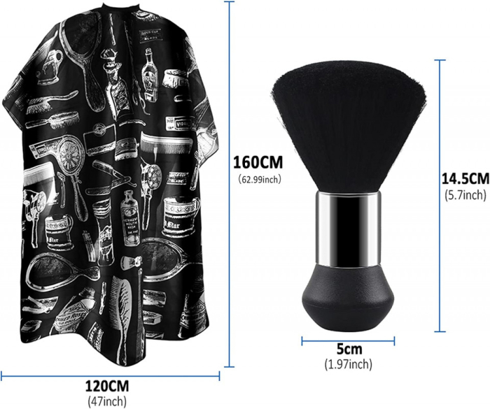 Set frizerie coafor AdrianoZ cu pelerina manta si pamatuf negru [6]