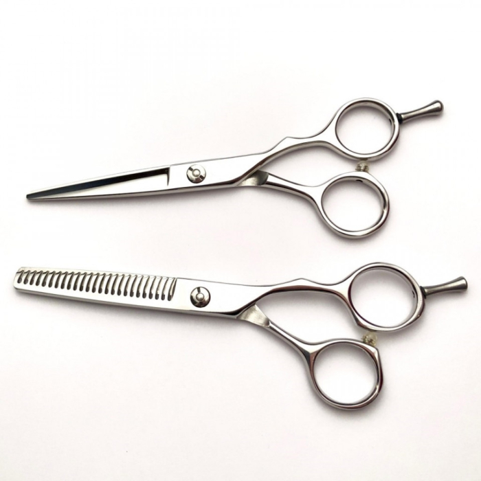 Set frizerie Vincent cu foarfeca tuns si filat, pelerina coafor, brici metalic, pamatuf si pulverizator imitatie sticla Whisky [3]