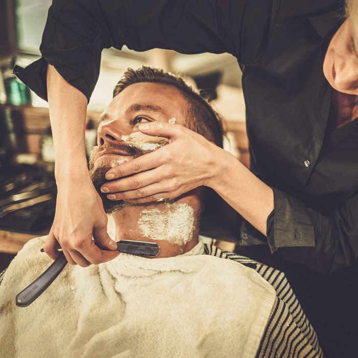 Set ingrijire barba pentru barbati brici manta pamatuf pieptene Fabios [3]