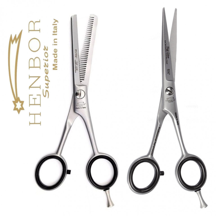 Set kit frizerie coafor BESAM cu foarfeca tuns filat Henbor Italia Top Line [2]