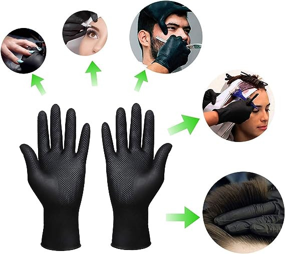 Set manusi reutilizabile profesionale, Latex, Negre, cu Aspiritati, pentru salon de infrumusetare [5]