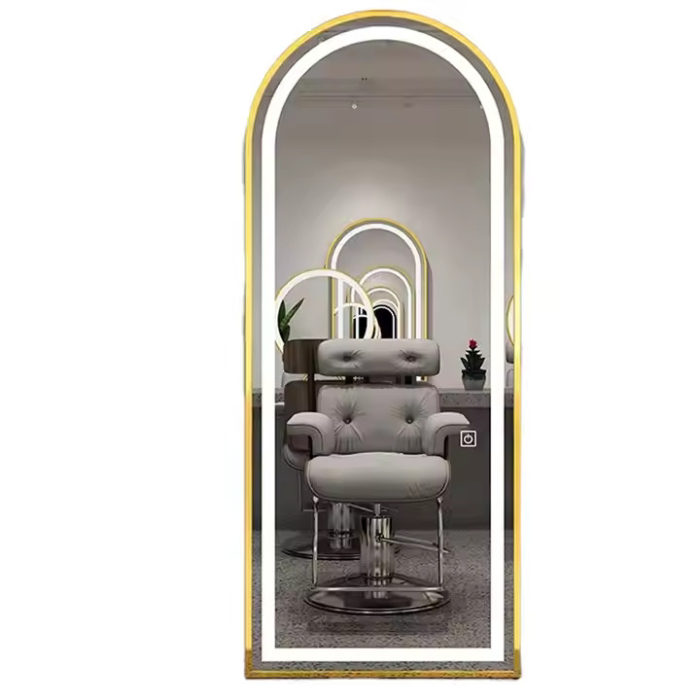 Set Mobila Salon Albastru cu Auriu – Scafă frizerie, 2 Scaune coafor albastre, 2 Oglinzi LED Gold [8]