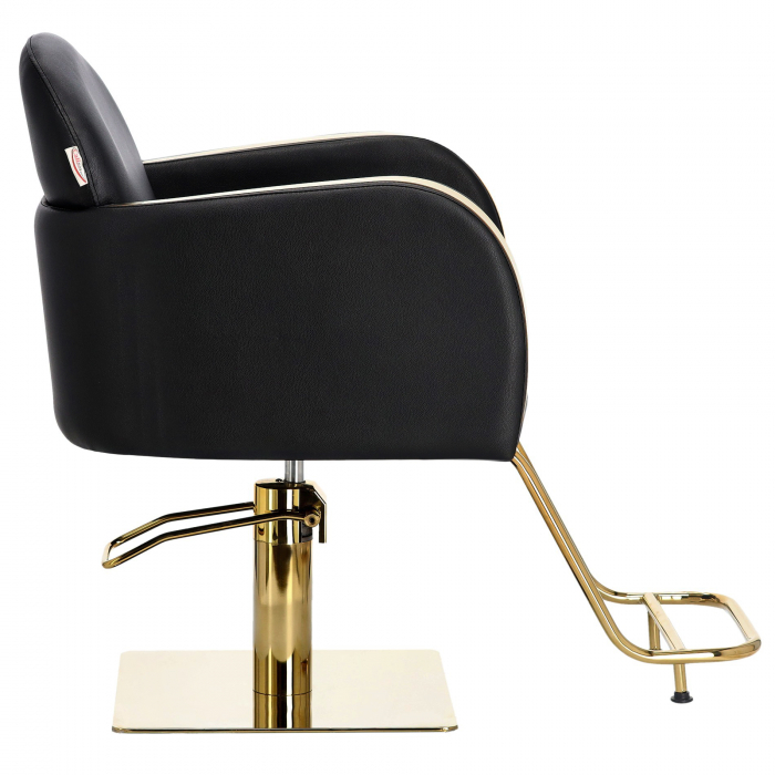 Set mobilier coafor cu scafa frizerie si 2 scaune coafor, negre cu finisaje aurii [3]