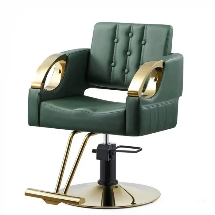 Set Mobilier coafor premium, Verde cu Auriu, cu 2 scaune coafor, 2 oglinzi led si scafa frizerie [8]
