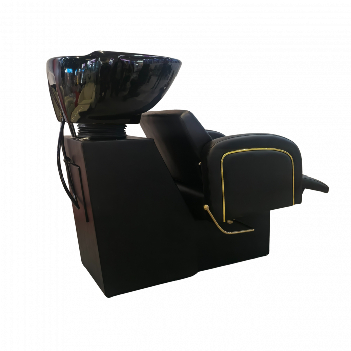 Set mobilier frizerie barber shop cu scafa, scaun, Oglinda LED, Negru Gold [4]