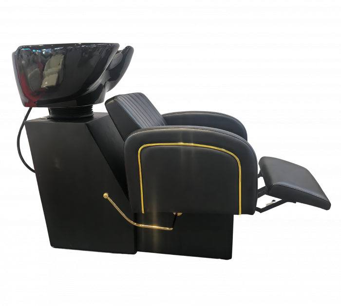 Set mobilier frizerie barber shop cu scafa, scaun, Oglinda LED, Negru Gold [3]