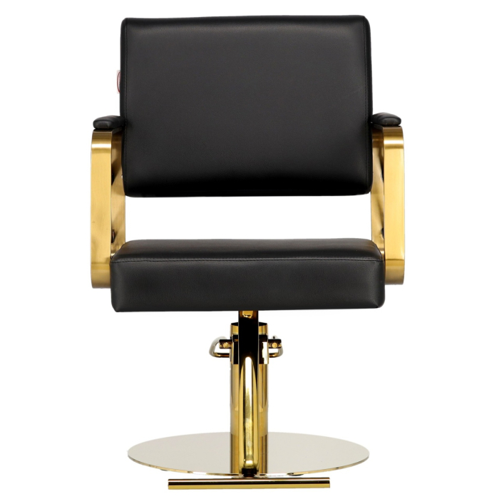 Set Mobilier frizerie cu 1 post de lucru, scafa cu scaun coafor, oglinda Led, Negru Auriu [5]