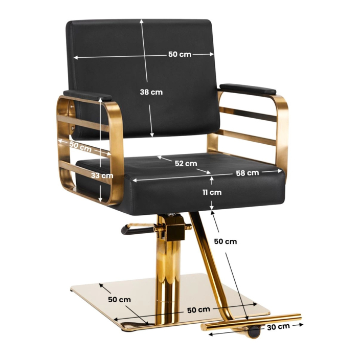 Set Mobilier frizerie cu 1 post de lucru, scafa cu scaun coafor, oglinda Led, Negru Auriu [3]