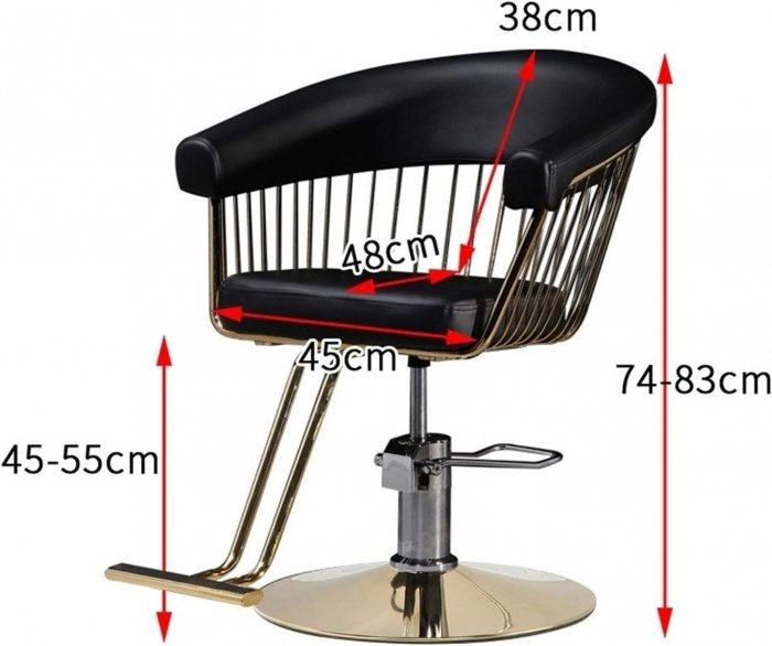 Set mobilier frizerie si coafor cu scaun coafor si unitate de spalare, Negru cu Auriu [5]
