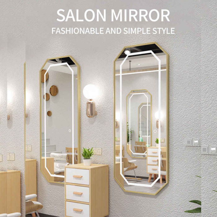 Set mobilier frizerie si coafor cu scaun coafor si unitate de spalare, Negru cu Auriu [9]