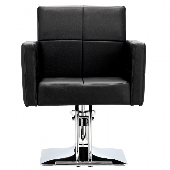Set mobilier pentru salon coafor cu scafa profesionala, 2 scaune frizerie si Oglinzi LED, Negru cu Argintiu [2]