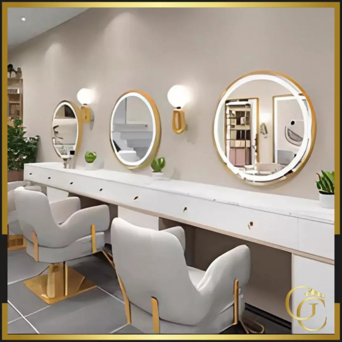 Set Mobilier salon coafor cu 1 scaun frizerie, 1 scafa ceramica, 1 oglinda coafor LED [9]