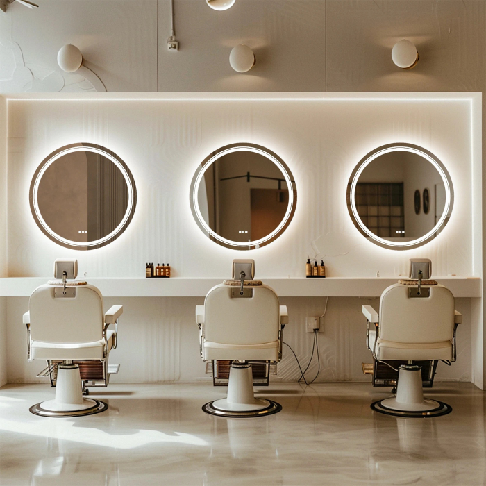 Set Mobilier salon coafor cu 1 scaun frizerie, 1 scafa ceramica, 1 oglinda coafor LED [11]