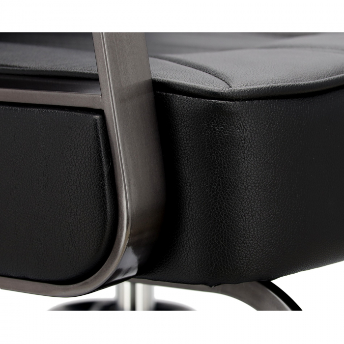 Set mobilier salon coafor cu scafa profesionala, 2 scaune frizerie si Oglinzi LED, Negru cu Argintiu [5]